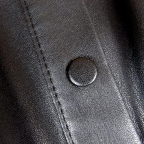 NEW Zara WOMANS MIDI FAUX VEGAN LEATHER SHIRT DRESS SHIRRED SIDES BLACK Size: L - Picture 8 of 12